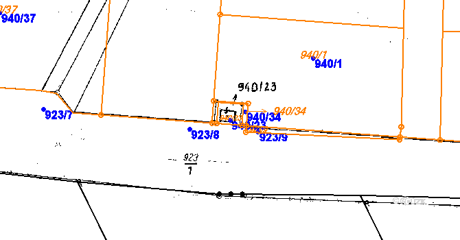 Parcela st. 940/23 v KÚ Dobšice u Znojma, Katastrální mapa