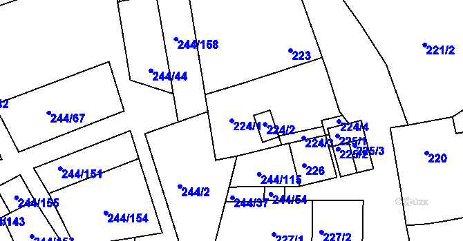 Parcela st. 224/1 v KÚ Dobšice u Znojma, Katastrální mapa