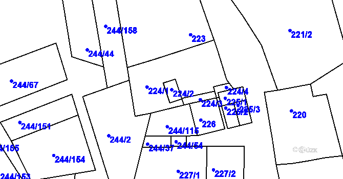 Parcela st. 224/2 v KÚ Dobšice u Znojma, Katastrální mapa