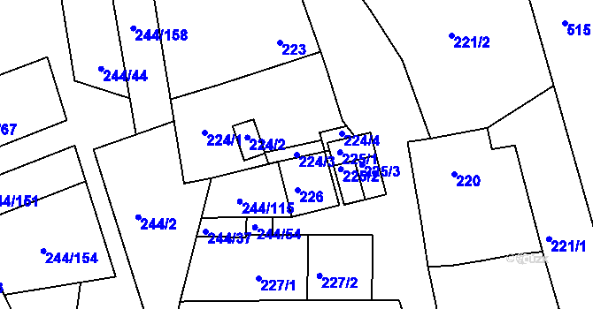 Parcela st. 224/3 v KÚ Dobšice u Znojma, Katastrální mapa