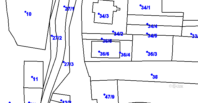 Parcela st. 36/6 v KÚ Dobšice u Znojma, Katastrální mapa