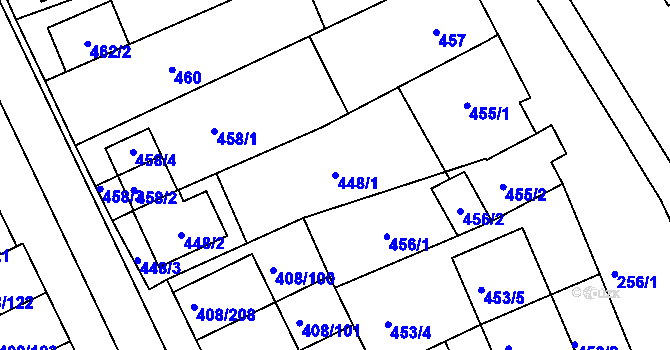 Parcela st. 448/1 v KÚ Dobšice u Znojma, Katastrální mapa