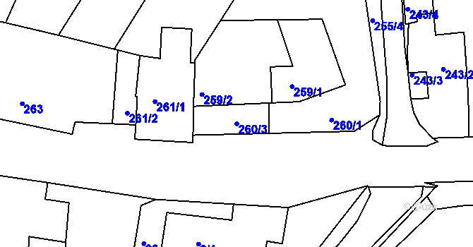 Parcela st. 260/3 v KÚ Dobšice u Znojma, Katastrální mapa