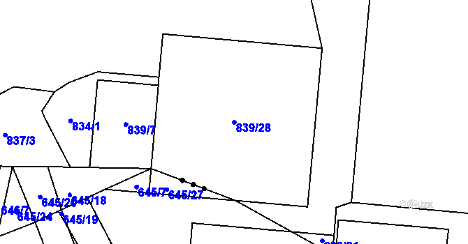 Parcela st. 839/28 v KÚ Dobšice u Znojma, Katastrální mapa