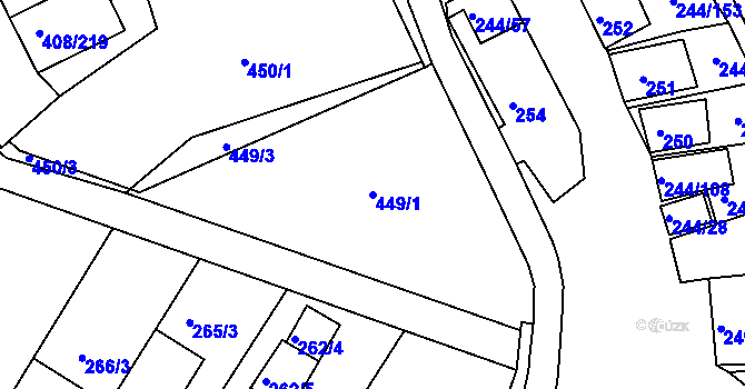 Parcela st. 449/1 v KÚ Dobšice u Znojma, Katastrální mapa