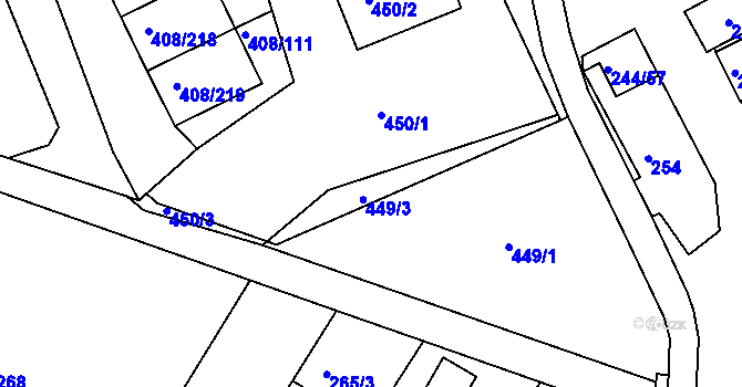 Parcela st. 449/3 v KÚ Dobšice u Znojma, Katastrální mapa