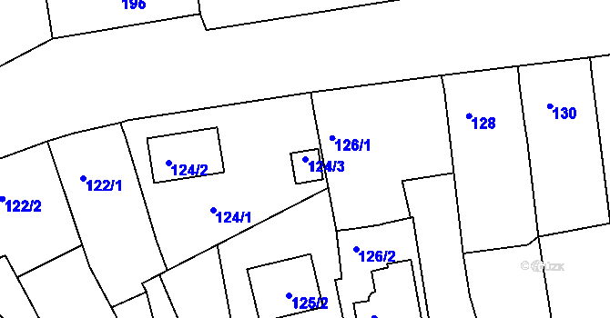 Parcela st. 124/3 v KÚ Dobšice u Znojma, Katastrální mapa