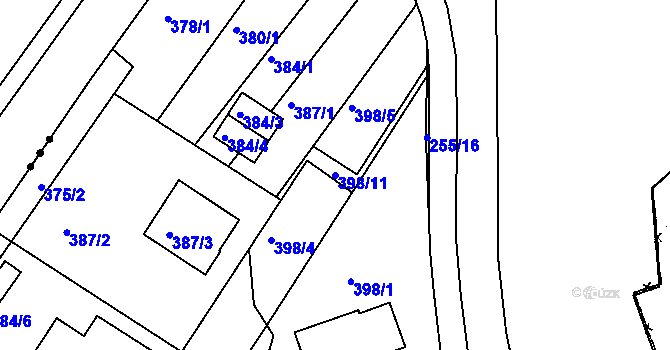 Parcela st. 398/11 v KÚ Dobšice u Znojma, Katastrální mapa