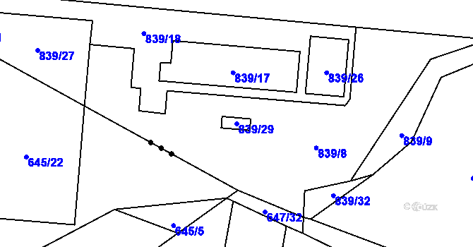 Parcela st. 839/29 v KÚ Dobšice u Znojma, Katastrální mapa
