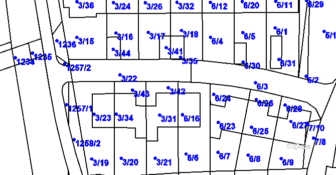 Parcela st. 3/42 v KÚ Dobšice u Znojma, Katastrální mapa