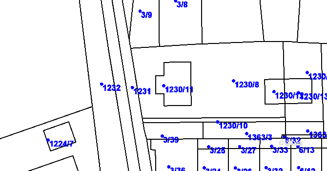 Parcela st. 1230/11 v KÚ Dobšice u Znojma, Katastrální mapa