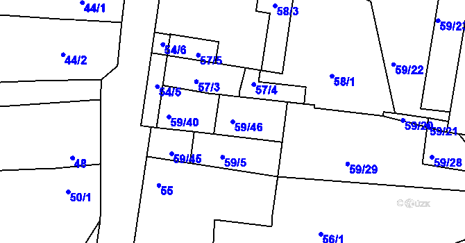 Parcela st. 59/46 v KÚ Dobšice u Znojma, Katastrální mapa