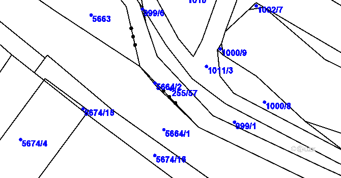 Parcela st. 255/57 v KÚ Dobšice u Znojma, Katastrální mapa