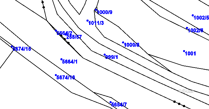 Parcela st. 999/1 v KÚ Dobšice u Znojma, Katastrální mapa