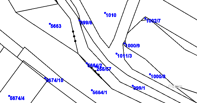 Parcela st. 999/5 v KÚ Dobšice u Znojma, Katastrální mapa
