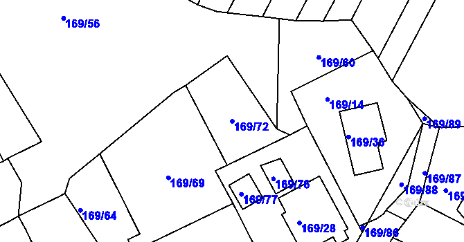 Parcela st. 169/72 v KÚ Dobšice u Znojma, Katastrální mapa