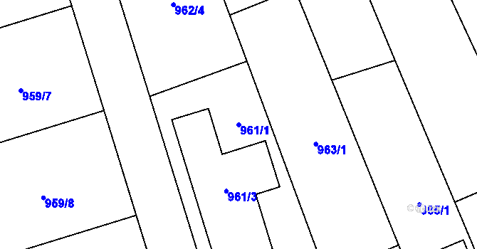 Parcela st. 961/1 v KÚ Dobšice u Znojma, Katastrální mapa