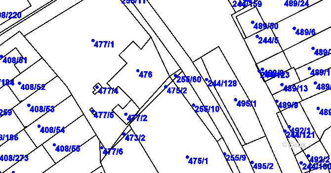 Parcela st. 475/2 v KÚ Dobšice u Znojma, Katastrální mapa