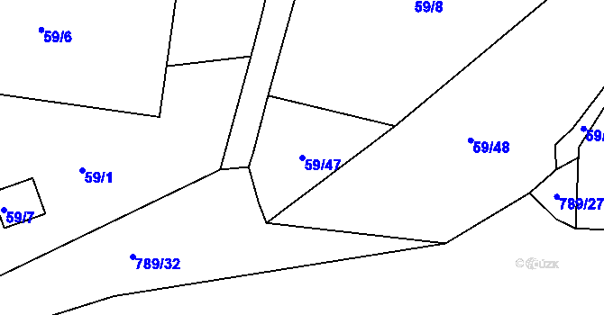 Parcela st. 59/47 v KÚ Dobšice u Znojma, Katastrální mapa