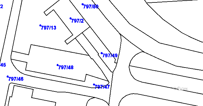 Parcela st. 797/49 v KÚ Dobšice u Znojma, Katastrální mapa