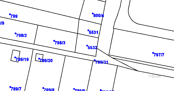 Parcela st. 5532 v KÚ Dobšice u Znojma, Katastrální mapa