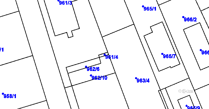 Parcela st. 961/4 v KÚ Dobšice u Znojma, Katastrální mapa