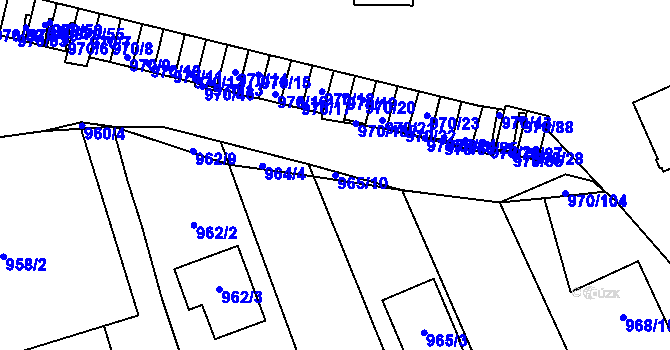 Parcela st. 965/10 v KÚ Dobšice u Znojma, Katastrální mapa