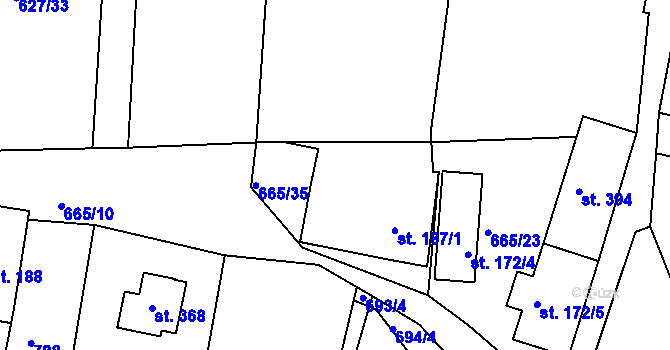 Parcela st. 187/2 v KÚ Dobšín, Katastrální mapa