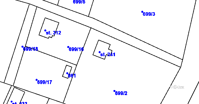 Parcela st. 241 v KÚ Dobšín, Katastrální mapa