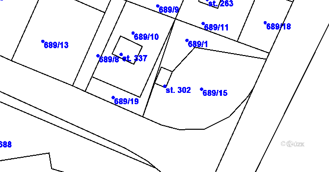 Parcela st. 302 v KÚ Dobšín, Katastrální mapa