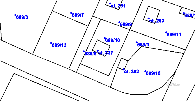 Parcela st. 337 v KÚ Dobšín, Katastrální mapa