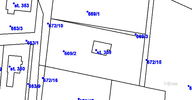 Parcela st. 339 v KÚ Dobšín, Katastrální mapa