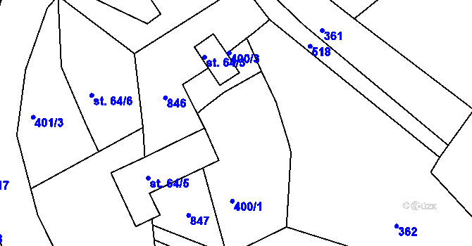 Parcela st. 400/2 v KÚ Dobšín, Katastrální mapa