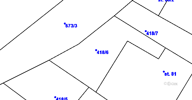 Parcela st. 418/6 v KÚ Dobšín, Katastrální mapa