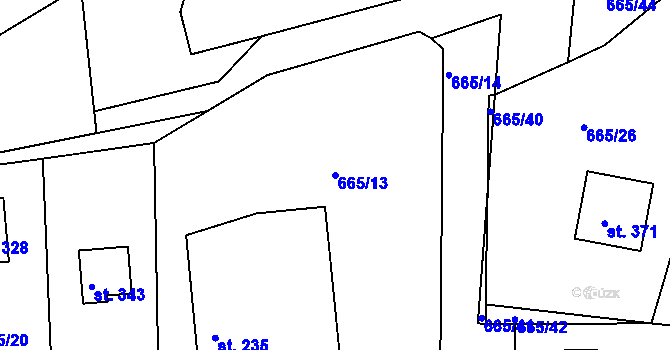 Parcela st. 665/13 v KÚ Dobšín, Katastrální mapa
