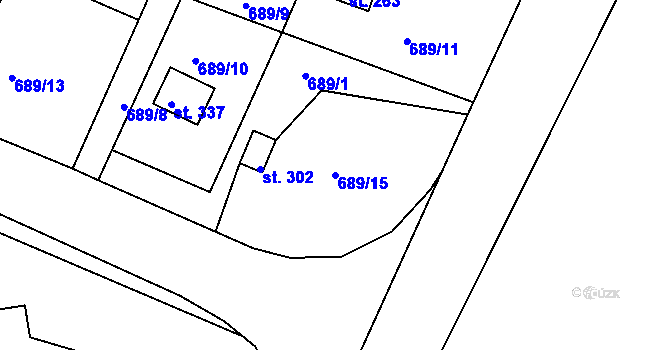 Parcela st. 689/15 v KÚ Dobšín, Katastrální mapa