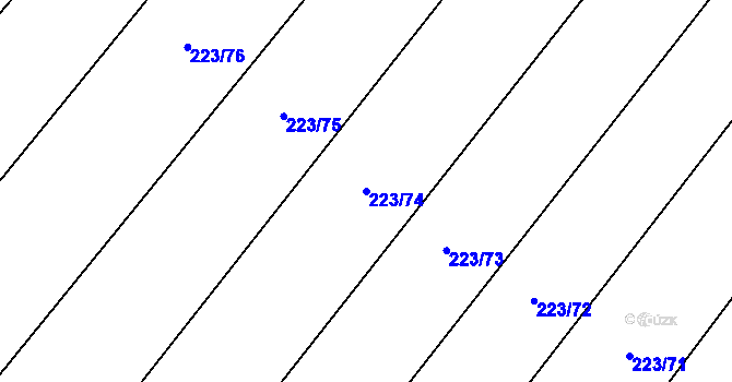 Parcela st. 223/74 v KÚ Dobšín, Katastrální mapa