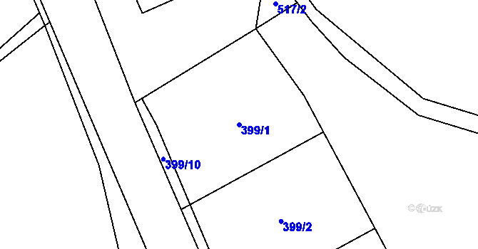 Parcela st. 399/1 v KÚ Dobšín, Katastrální mapa