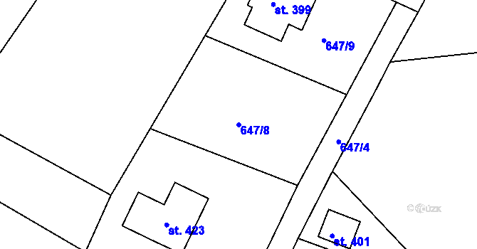 Parcela st. 647/8 v KÚ Dobšín, Katastrální mapa