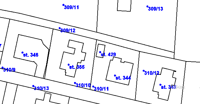Parcela st. 429 v KÚ Dobšín, Katastrální mapa