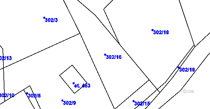 Parcela st. 302/16 v KÚ Dobšín, Katastrální mapa