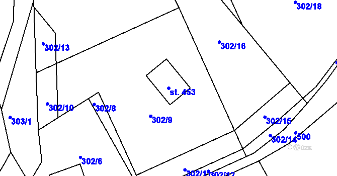 Parcela st. 453 v KÚ Dobšín, Katastrální mapa