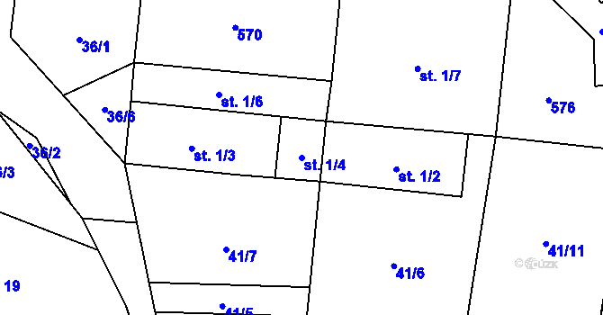 Parcela st. 1/4 v KÚ Dohalice, Katastrální mapa