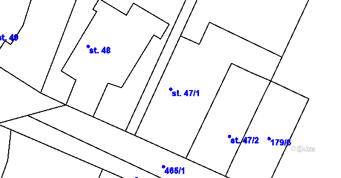 Parcela st. 47/1 v KÚ Dohalice, Katastrální mapa