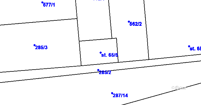 Parcela st. 65/5 v KÚ Dohalice, Katastrální mapa