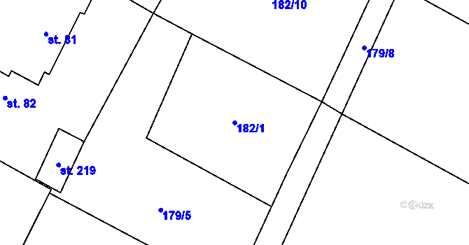 Parcela st. 182/1 v KÚ Dohalice, Katastrální mapa
