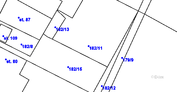 Parcela st. 182/11 v KÚ Dohalice, Katastrální mapa