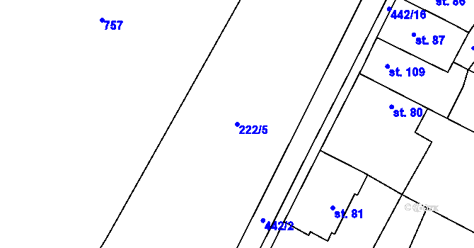 Parcela st. 222/5 v KÚ Dohalice, Katastrální mapa