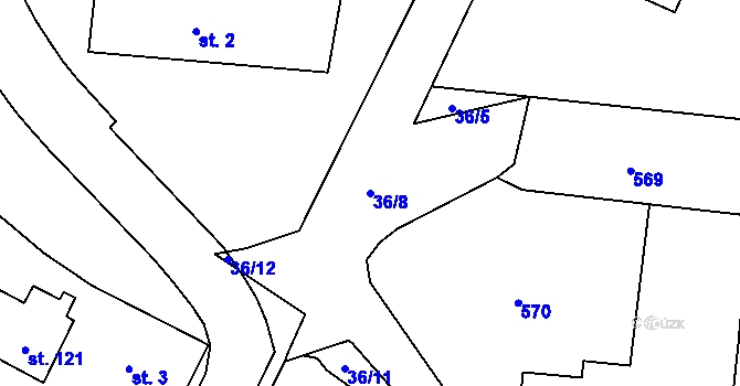 Parcela st. 36/8 v KÚ Dohalice, Katastrální mapa