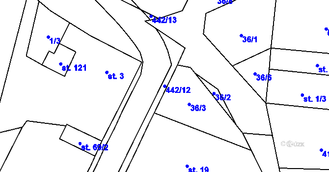 Parcela st. 442/12 v KÚ Dohalice, Katastrální mapa
